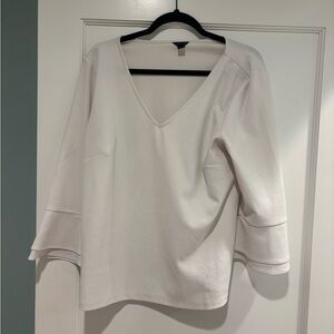 Ann Taylor Cream V-Neck Blouse